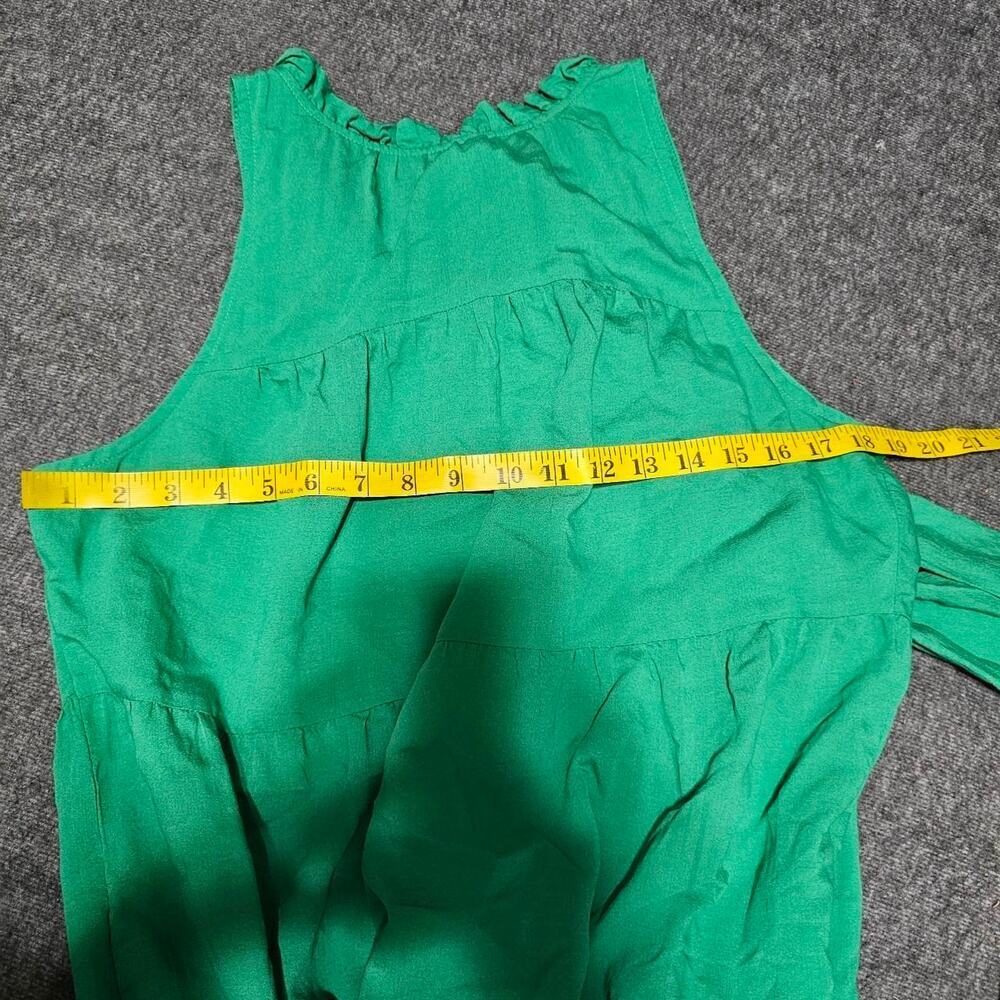 Periwinkle Collection Kelly Green Tiered Halter Maxi Dress Ruffle Neck Bow Back - Picture 5 of 6